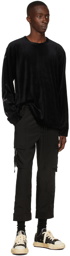 mastermind WORLD Black Velour Switching All-Over Long Sleeve T-Shirt