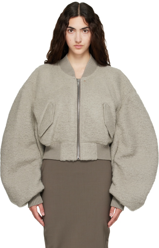 Photo: Rick Owens Gray Tower Secchia Cropped Flight Jacket