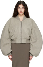 Rick Owens Gray Tower Secchia Cropped Flight Jacket