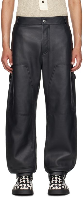 Photo: Bottega Veneta Black Cargo Leather Pants