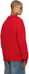 LU'U DAN Red Slacker Rib Sweater