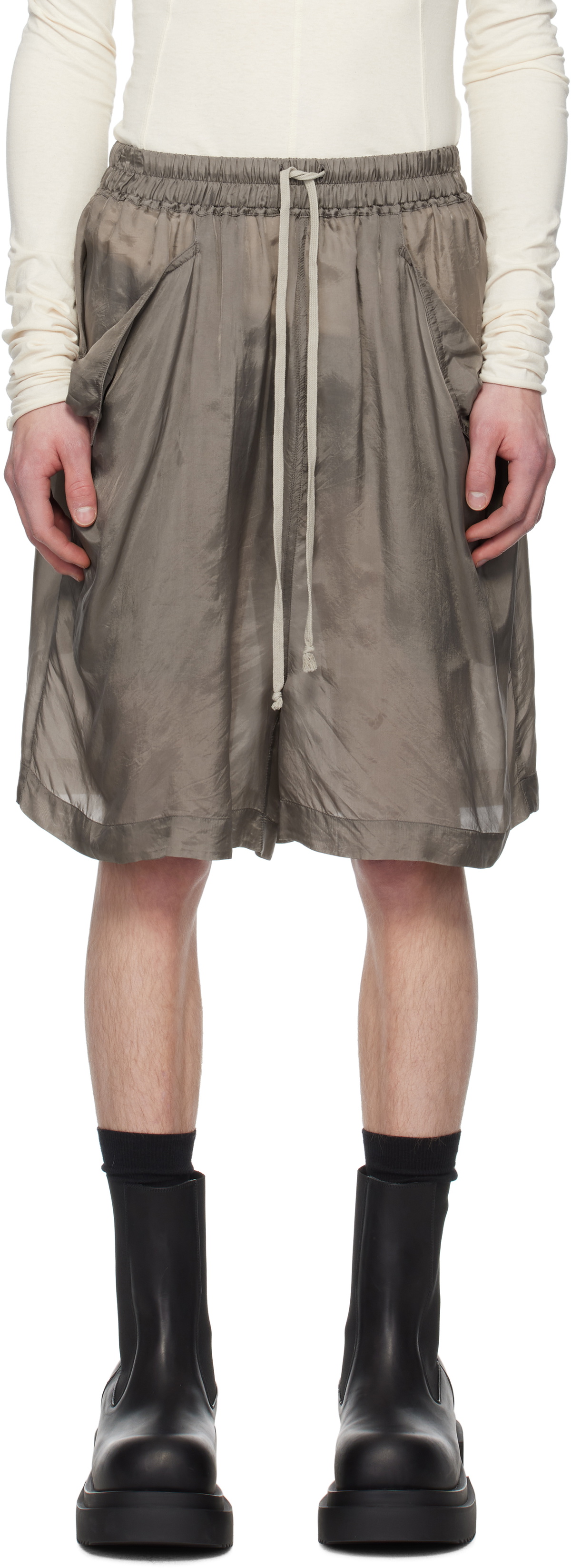 新品 RICK OWENS HOLLYWOOD LIDO BOXERS 48 Rick Owens Gray Hollywood Lido Boxers Shorts Rick Owens