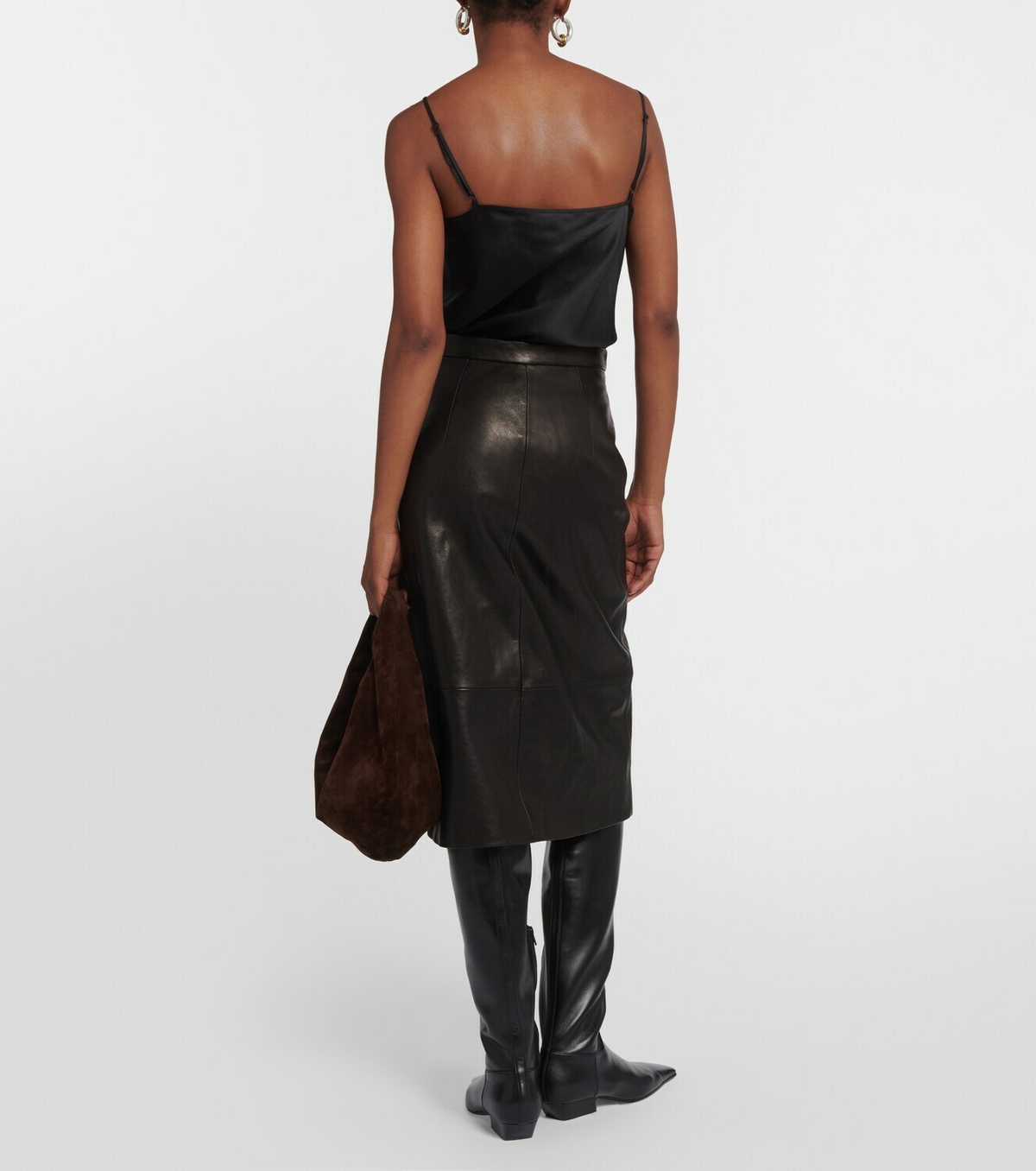 Khaite Fraser leather midi skirt Khaite