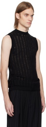 LGN Louis Gabriel Nouchi Black Ribbed Sleeveless Laddering Tank Top