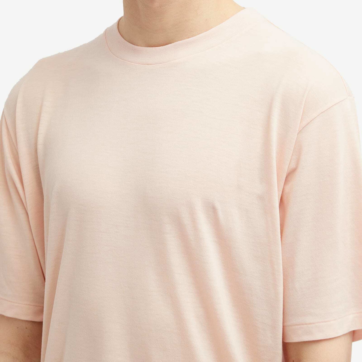 Auralee Men's Super Soft Wool Jersey T-Shirt in Light Pink Auralee