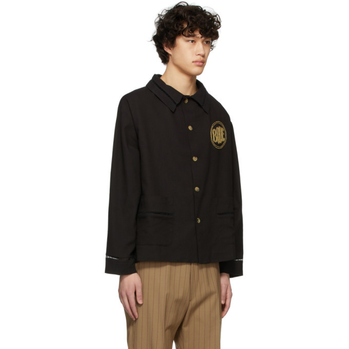 Bode Black Beaded Workwear Jacket Bode