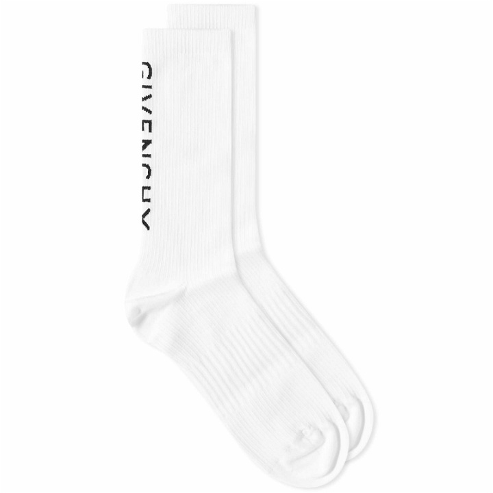 Photo: Givenchy Men's Big Jacquard Logo Sock in White/Black