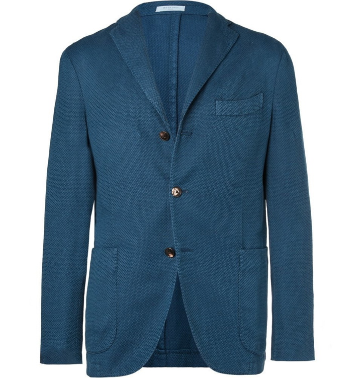 Photo: Boglioli - Petrol Unstructured Waffle-Knit Cotton, Linen and Silk-Blend Blazer - Men - Petrol