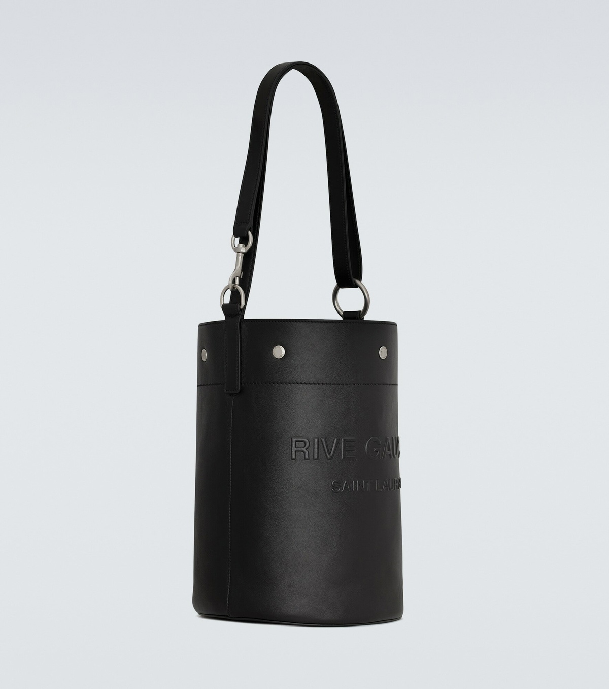 ★ SAINT LAURENT ★ RIVE GAUCHE バケットバッグ Saint Laurent Rive Gauche Black Leather Trim Linen Bucket