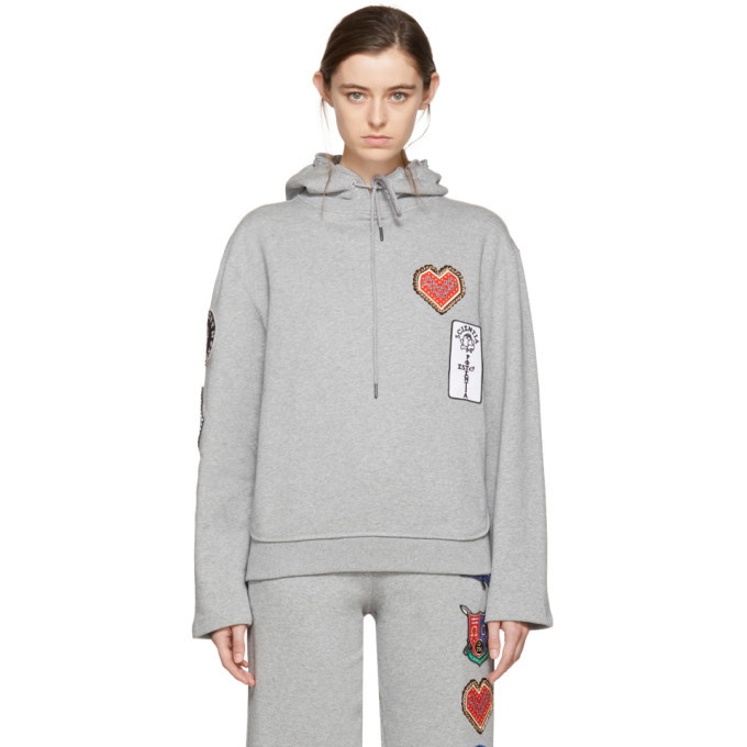 Photo: Opening Ceremony Grey Cropped Sorority Patch Hoodie