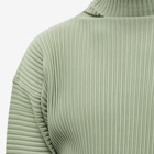 Homme Plissé Issey Miyake Men's Long Sleeve Pleated Roll Neck in Green Hued