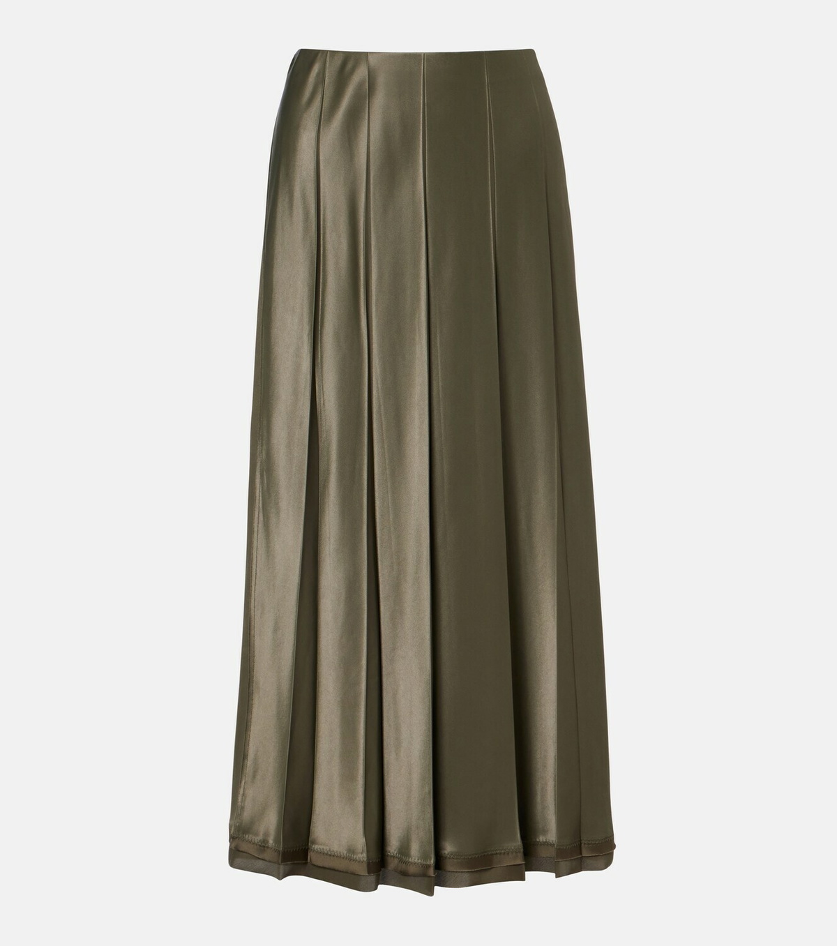 Vince Pleated satin midi skirt