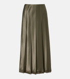 Vince Pleated satin midi skirt
