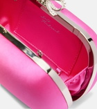 Self-Portrait Bow embellished satin clutch