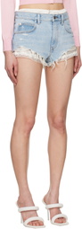 Alexander Wang Blue Pre-Styled Silk Boxer Denim Shorts
