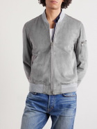 TOM FORD - Slim-Fit Suede Bomber Jacket - Gray