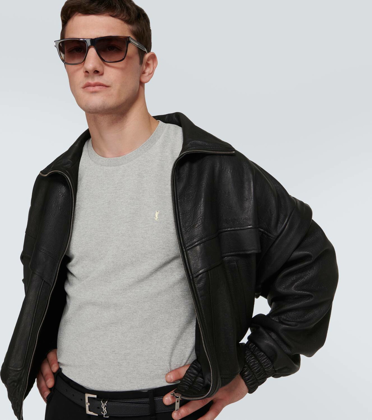 Saint Laurent Cassandre cotton-blend piqué T-shirt Saint Laurent