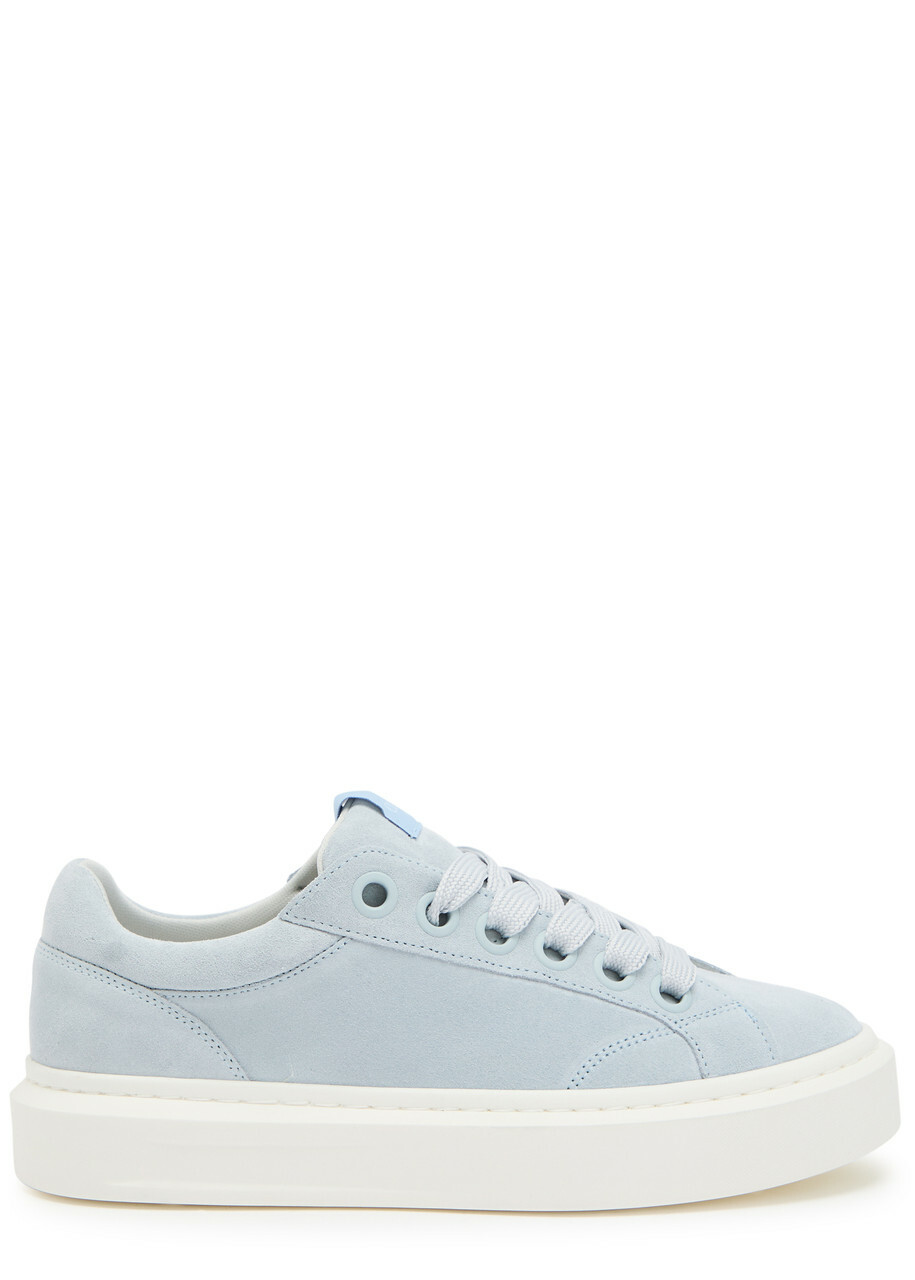 Cleens Ace Chevron-knit Suede Sneakers Blue
