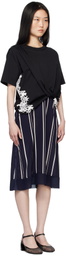3.1 Phillip Lim Black & Navy Draped T-Shirt Slip Combo Midi Dress