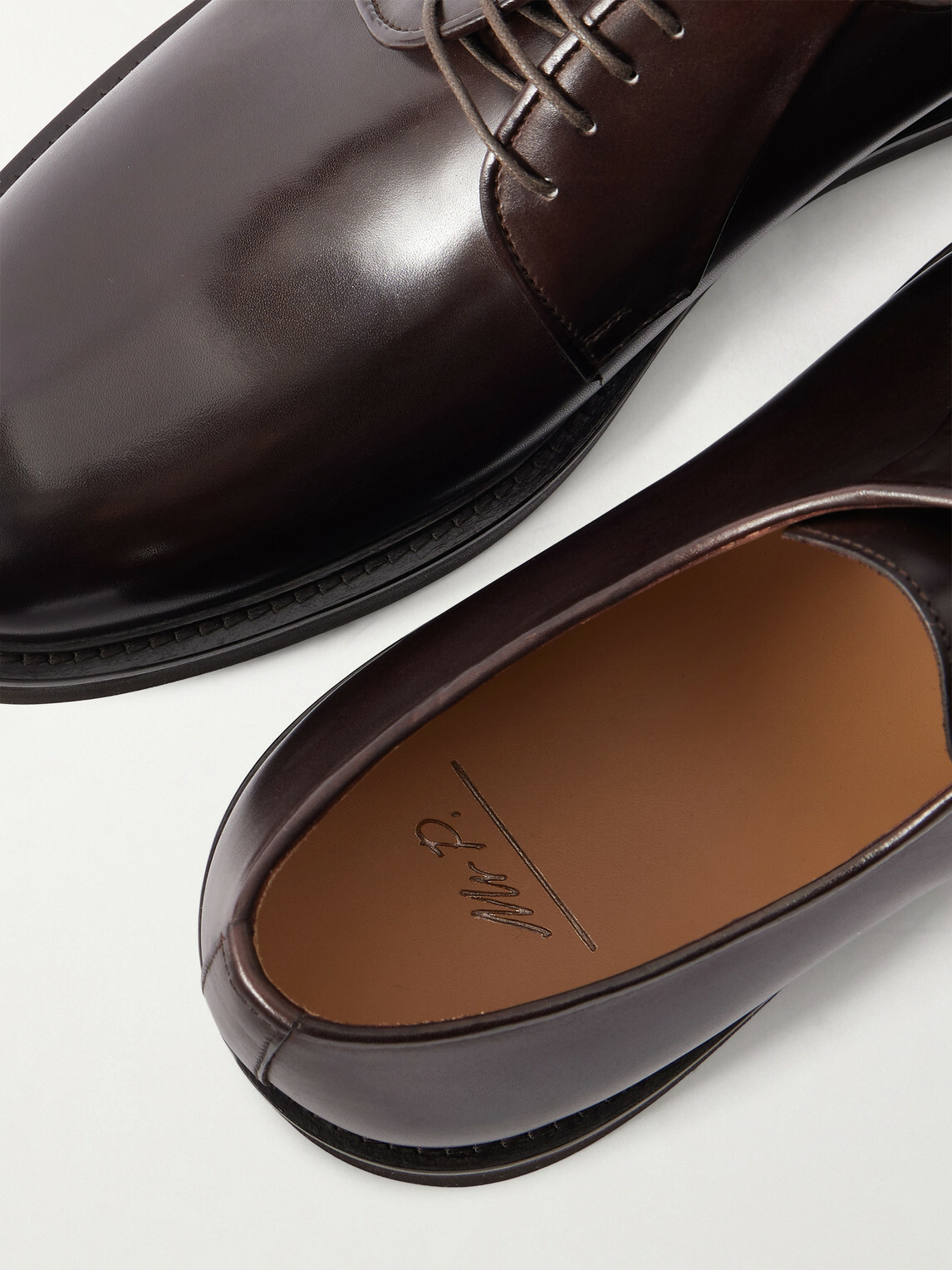 Mr P. - Leather Derby Shoes - Brown