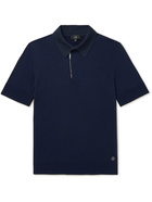 DUNHILL - Logo-Appliquéd Mulberry Silk-Trimmed Cotton Polo Shirt - Blue