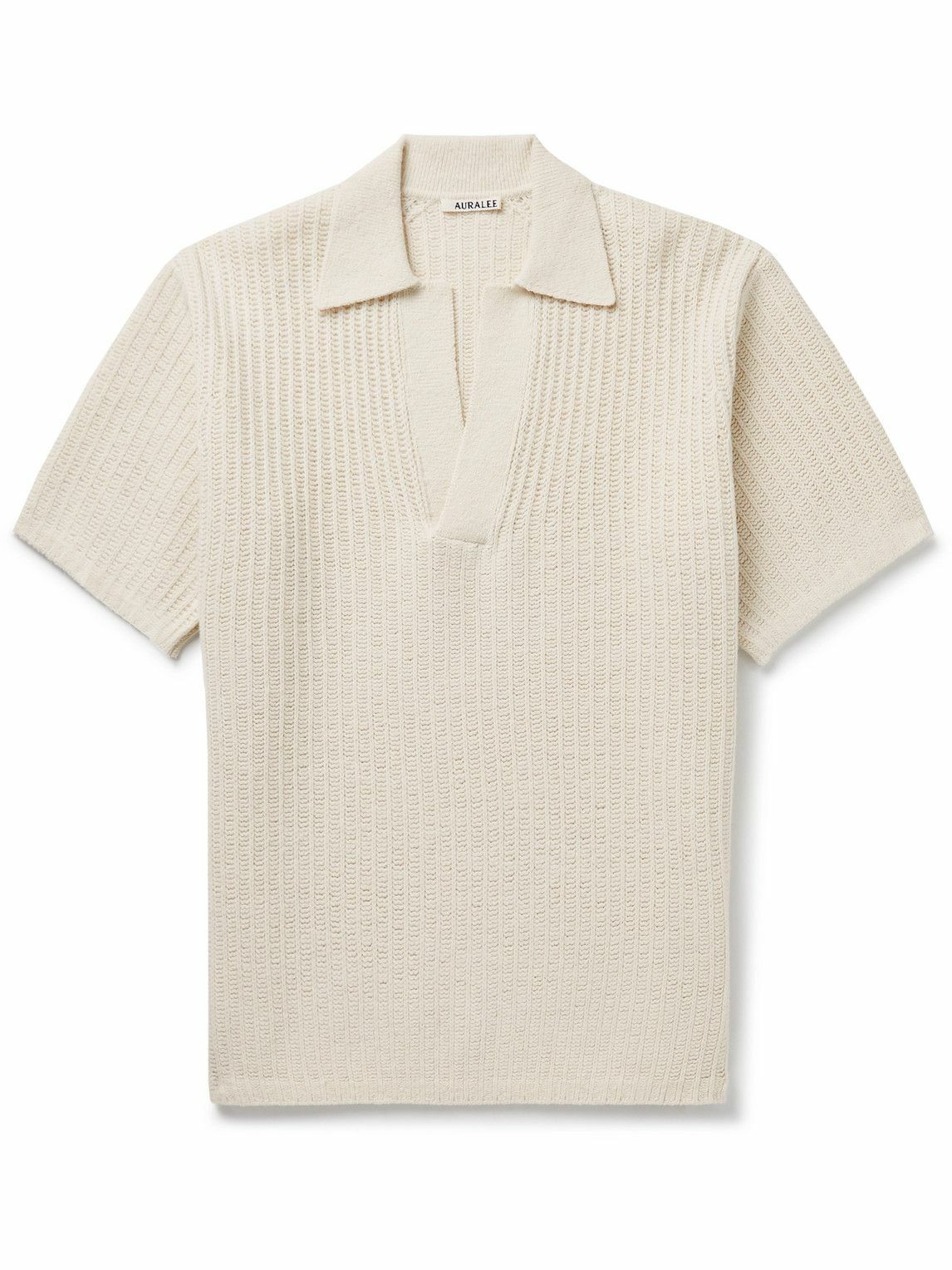 Auralee - Ribbed Cotton and Wool-Blend Polo Shirt - Neutrals Auralee