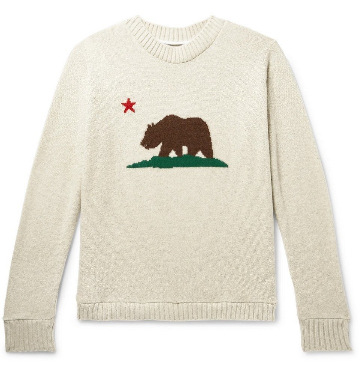 Photo: The Elder Statesman - Bear-Intarsia Cashmere Sweater - Off-white