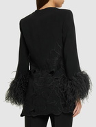 ELIE SAAB - Heavy Cady Embroidered Shirt W/feathers