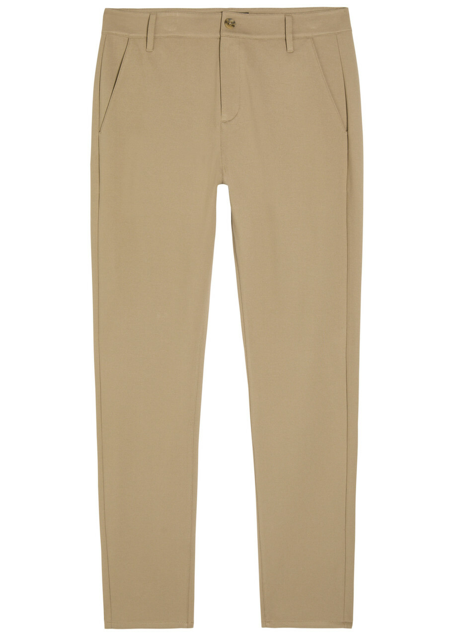 Paige Stafford Slim Tapered-leg Jersey Trousers Beige