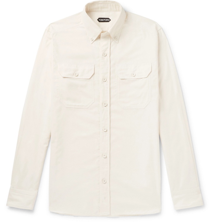 Photo: TOM FORD - Slim-Fit Button-Down Collar Cotton-Corduroy Shirt - Neutrals