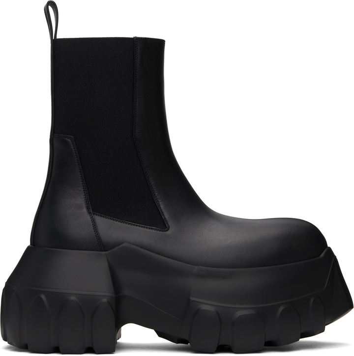 Photo: Rick Owens Black Hollywood Beatle Mega Tractor Chelsea Boots