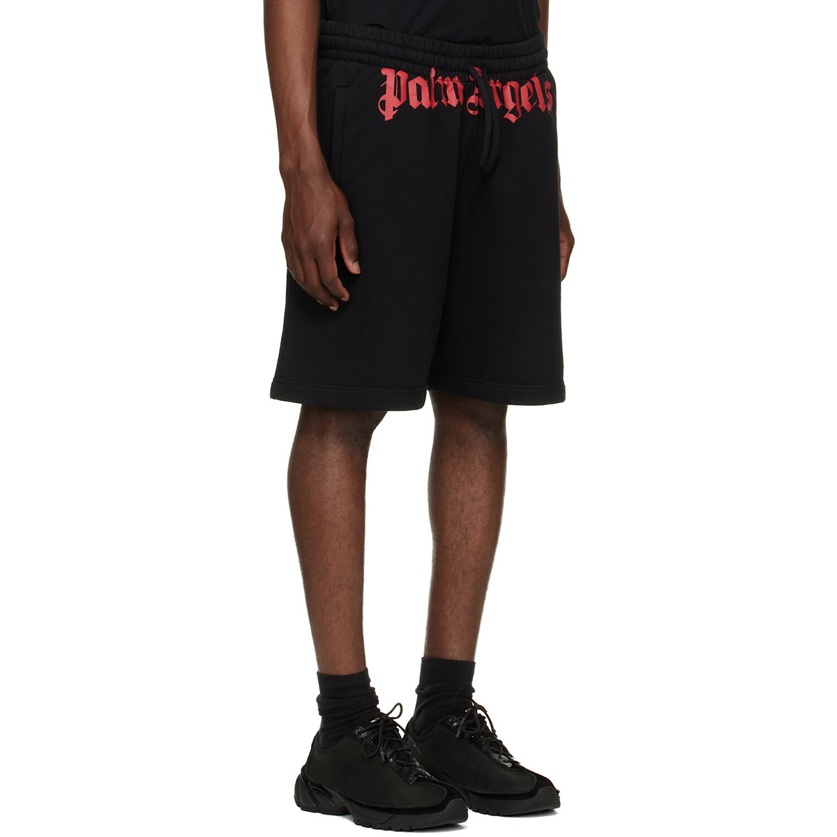 Palm Angels Black Waist Logo Shorts