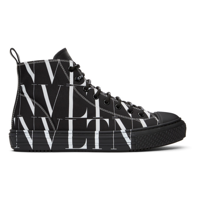 Valentino Black and White Valentino Garavani VLTN High-Top Sneakers ...