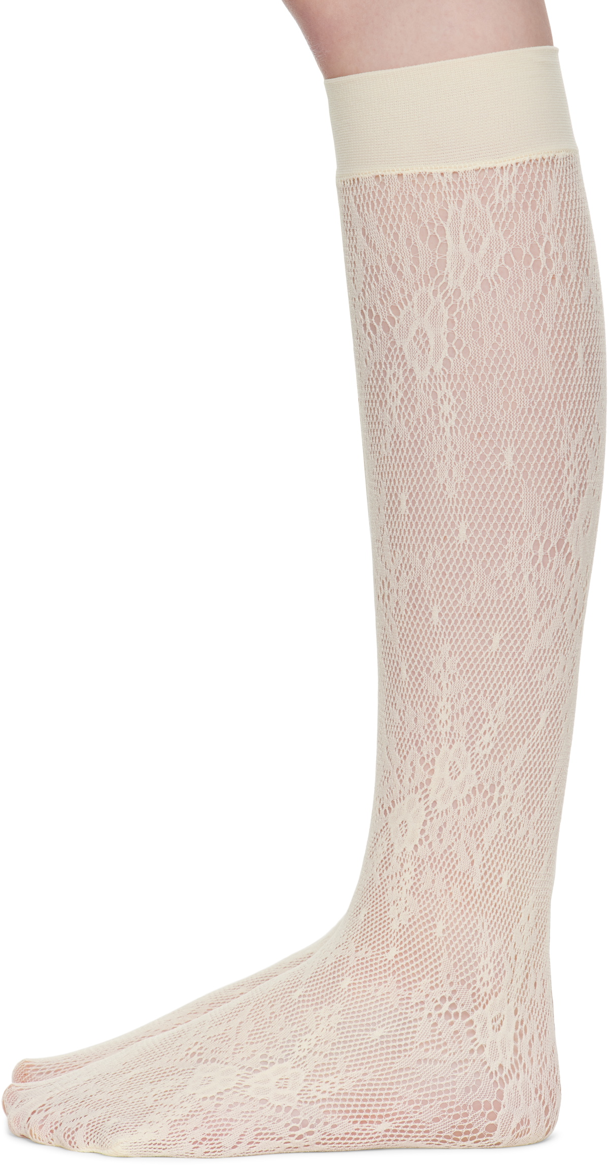 Swedish Stockings Off-White Rosa Lace Knee-High Socks