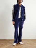 Needles - Logo-Embroidered Striped Cotton-Blend Velour Track Jacket - Blue