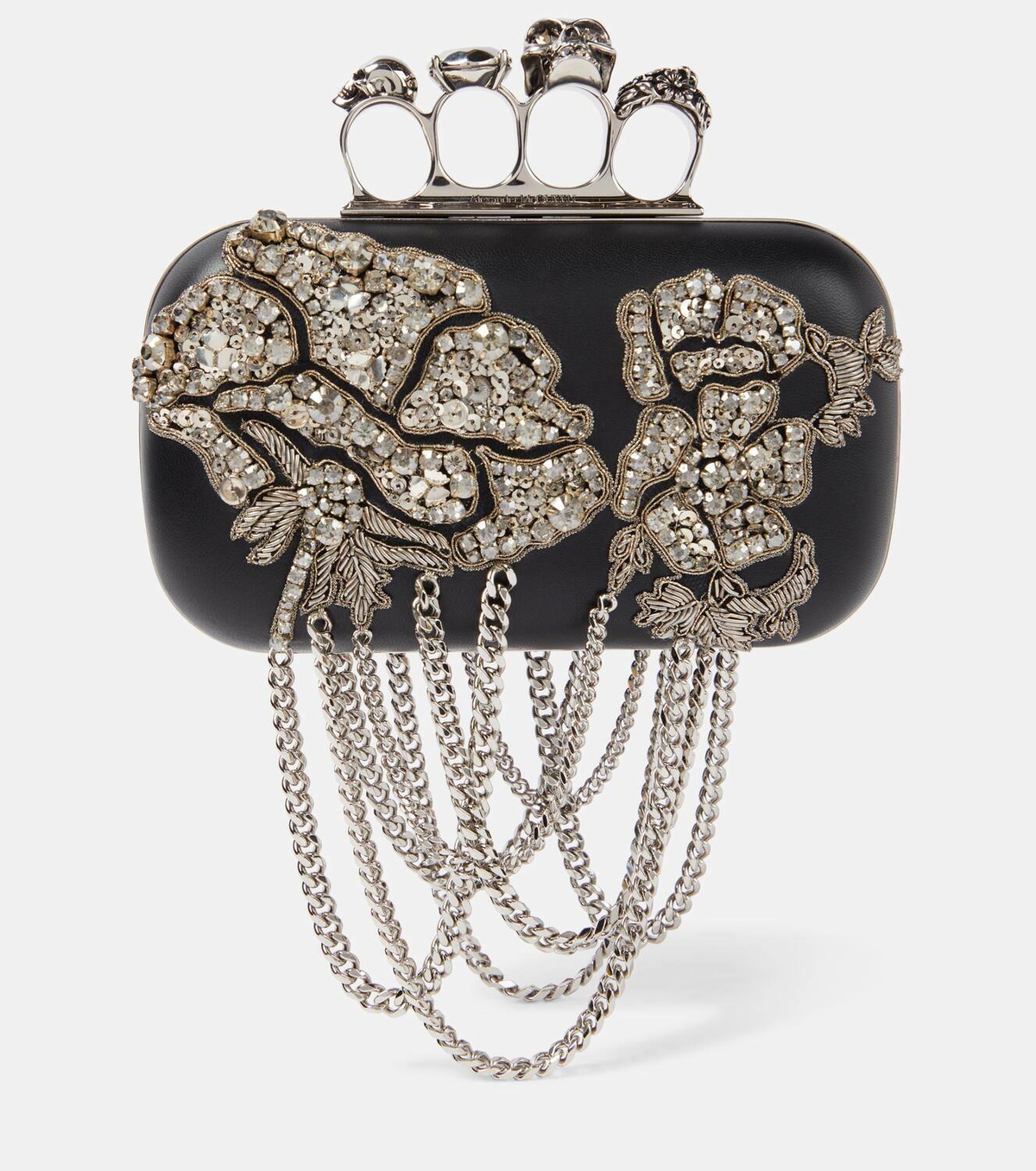 クラッチバッグ ALEXANDER MCQUEEN KNUCKLE CHAIN CLUTCH Women's Knuckle Clutch With Chain in Black | McQueen US