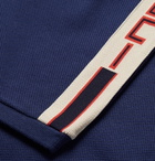 Gucci - Webbing-Trimmed Stretch-Cotton Piqué Polo Shirt - Men - Navy