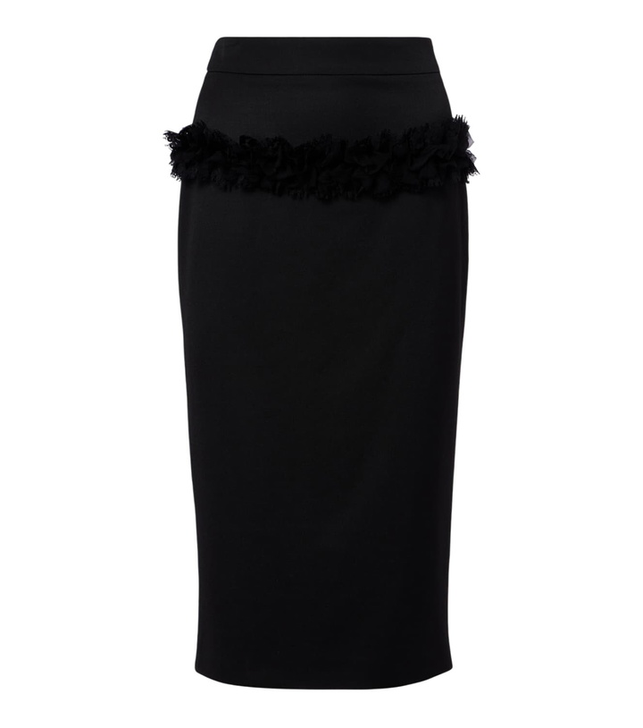 Photo: McQueen Buttoned lace-trimmed wool pencil skirt