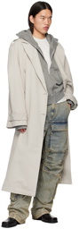 Entire Studios Gray Double Breasted Trench Coat