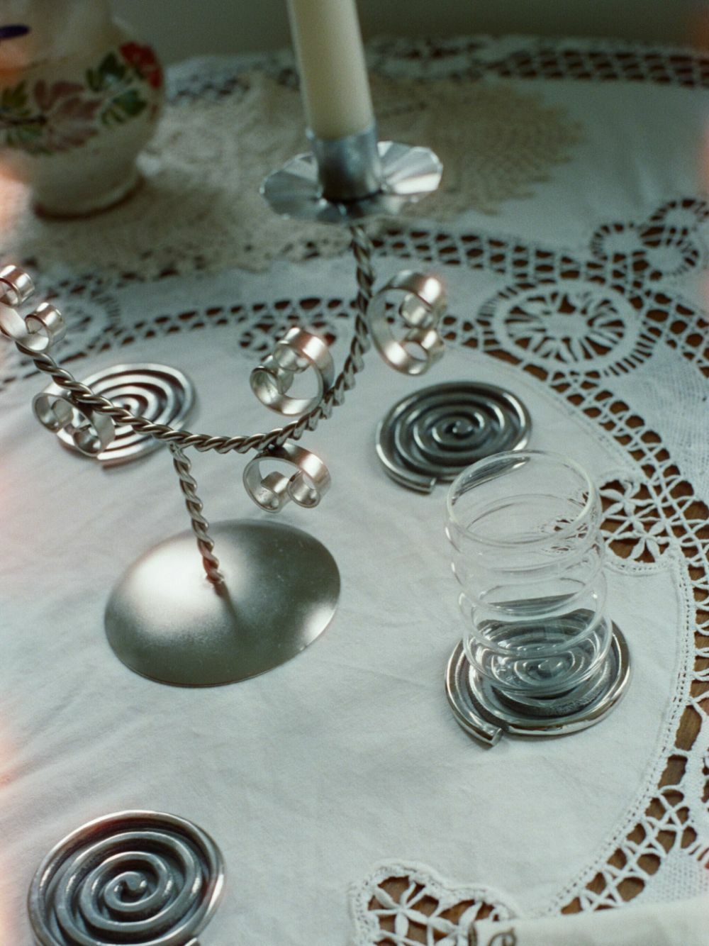Sophie Lou Jacobsen Silver-Toned Twisted Two-Candle Candle Holder