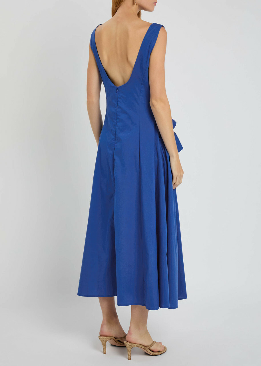 Sister Jane Diary Bow-embellished Woven Midi Dress Blue