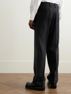 Kaptain Sunshine - Shoecut Straight-Leg Pleated Pinstriped Wool and Silk-Blend Twill Trousers - Black