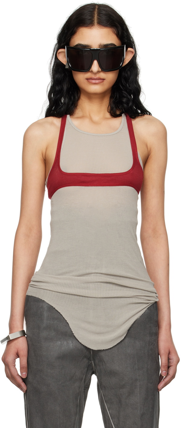 トップス Rick Owens rib long tanktop red drkshdw Rick Owens Burgundy Horny T Tank Top Rick Owens