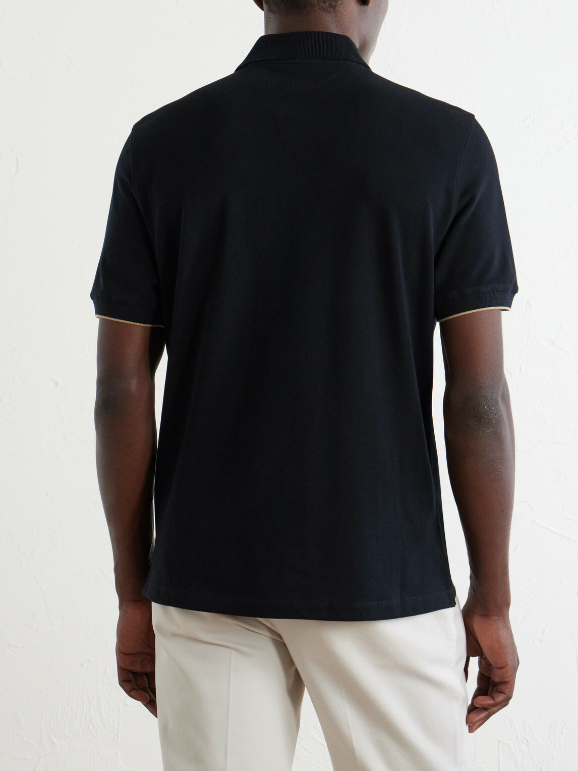 Brunello Cucinelli - Logo-Print Cotton-Piqué Polo Shirt - Black