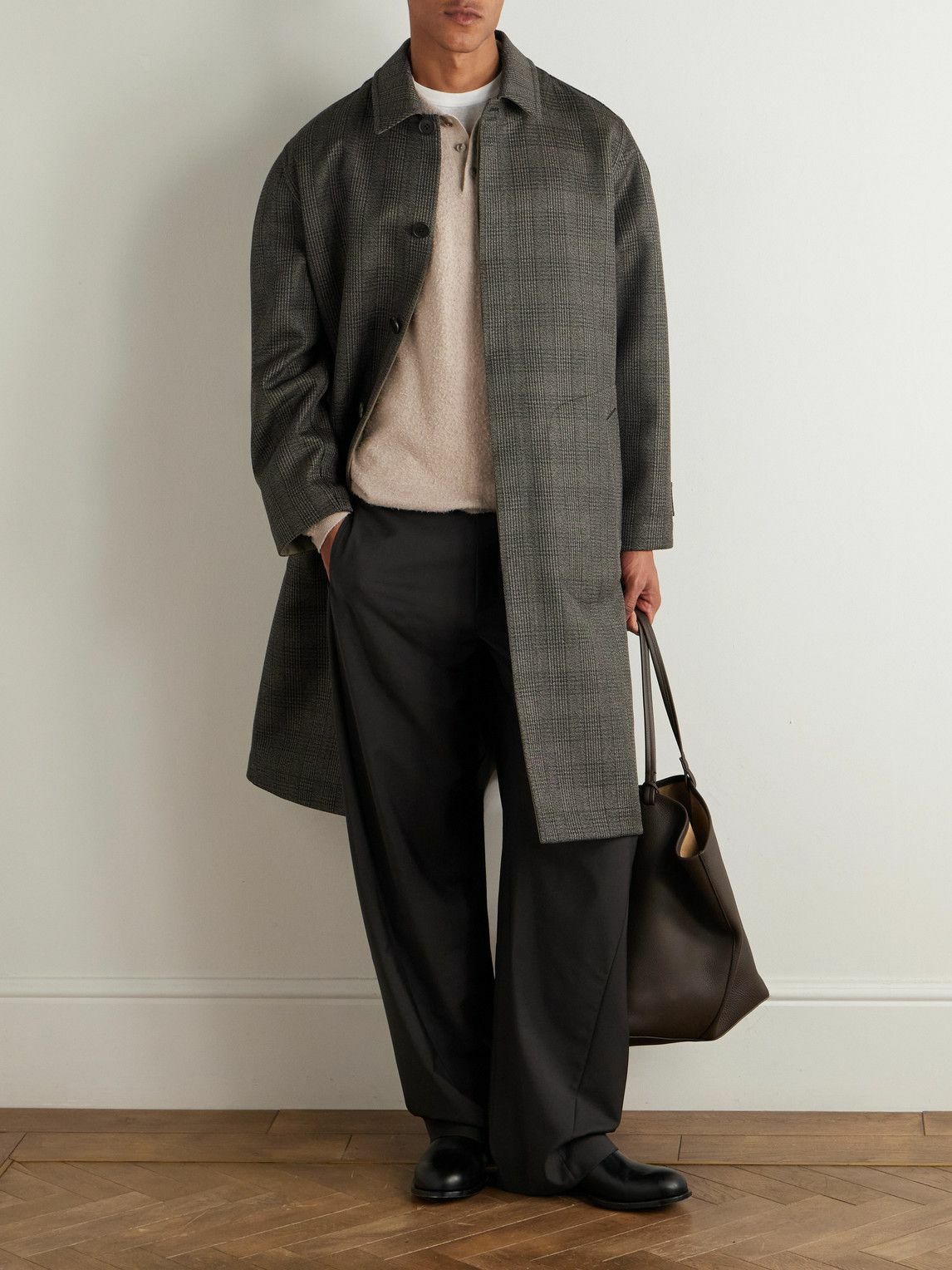The Row - Palo Prince of Wales Checked Virgin Wool and Silk-Blend Coat - Black