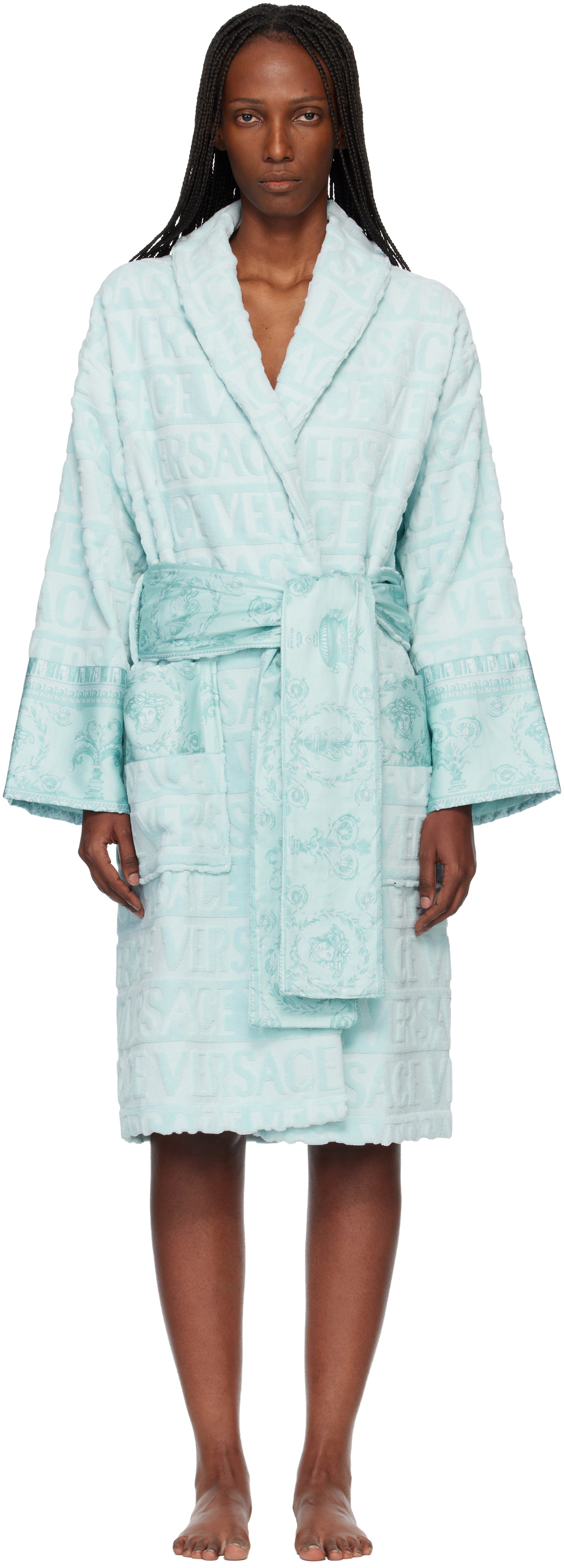 Versace Blue 'I Heart Baroque' Bathrobe