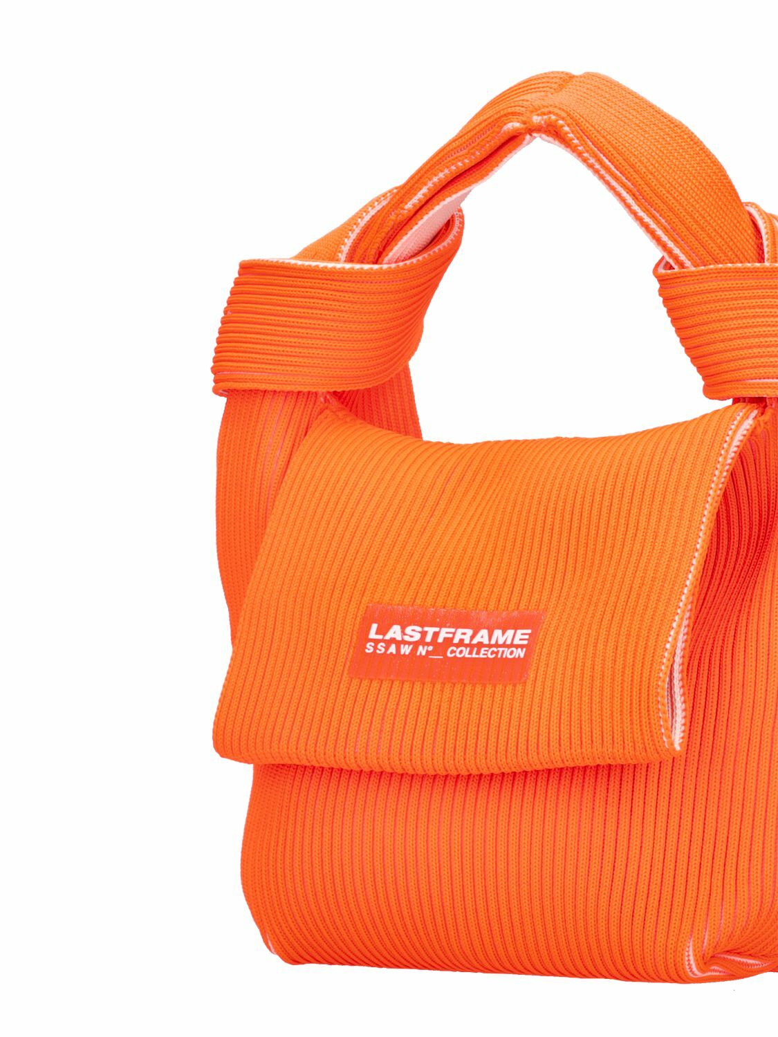 LASTFRAME Two-tone Rib Knit Obi Top Handle Bag