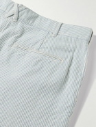 Alex Mill - Standard Straight-Leg Pleated Striped Cotton-Seersucker Trousers - Blue