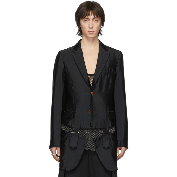 Comme des Garcons Homme Plus Black Garment-Treated Buckle Blazer