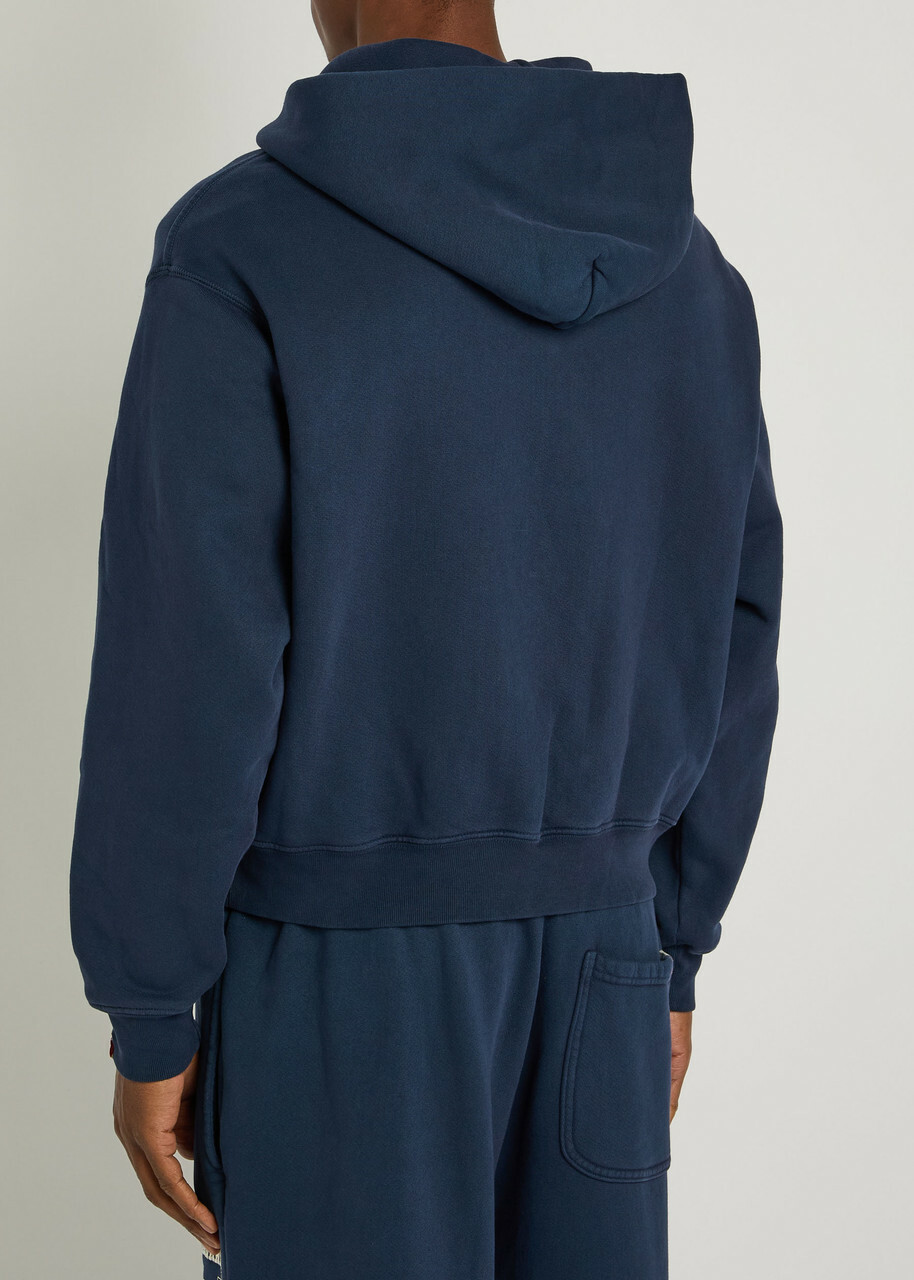 Cherry Los Angeles Embroidered Navajo Hooded Cotton Sweatshirt Blue